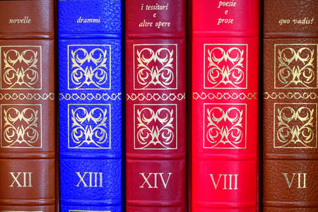 Colored volumes of an encyclopediaのeditorial素材