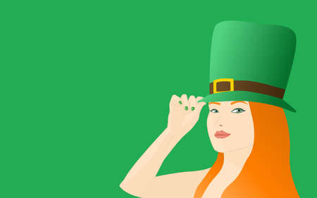A sexy irish girl holding a Saint Patrick's hat in her headのイラスト素材
