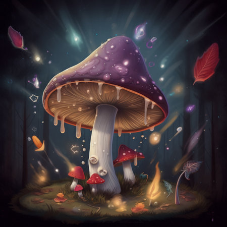 Fantasy mushroom in the forest. Illustration for your design.の素材