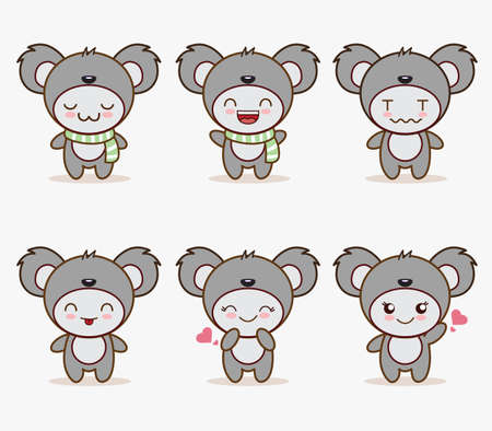 cute koala mascot with various kinds of expressions set collectionのイラスト素材