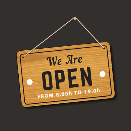we are open wooden sign templateのイラスト素材