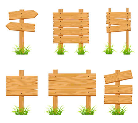 wooden sign set collectionのイラスト素材