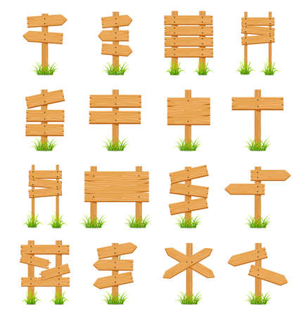 wooden sign set collectionのイラスト素材
