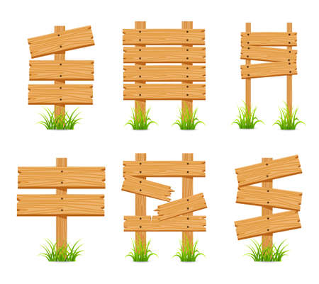 wooden sign set collectionのイラスト素材