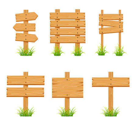 wooden sign set collectionのイラスト素材