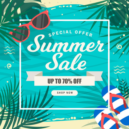 summer sale social media templateのイラスト素材