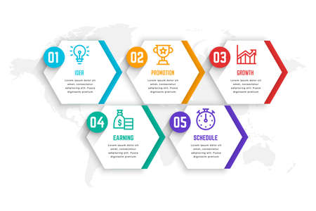 business infographic element template, step process templateのイラスト素材