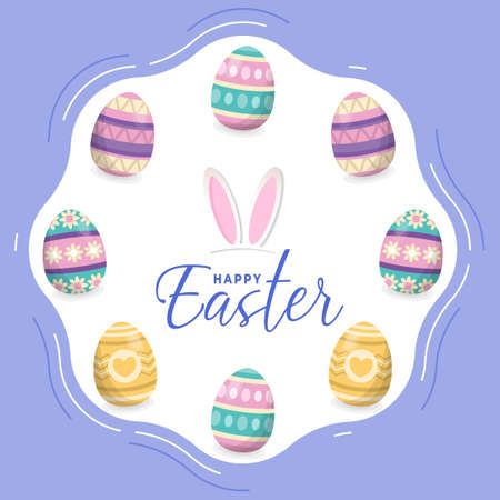 happy easter day greeting card templateのイラスト素材