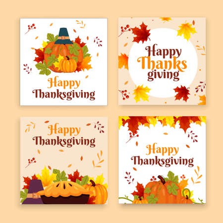 thanksgiving card background, thanksgiving social media templateのイラスト素材