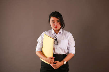 Beautiful sexy asian woman business office style fashion clothes.の写真素材