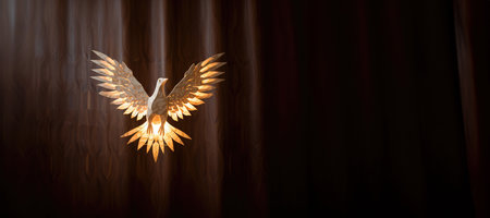 Winged dove with copy space, a representation of the New Testament Holy Spiritの素材