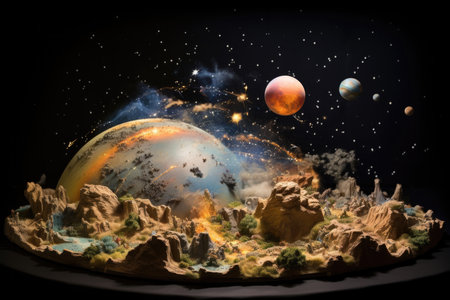 "In the beginning God created the heavens and the earth" Genesis 1:1. Dioramaの素材