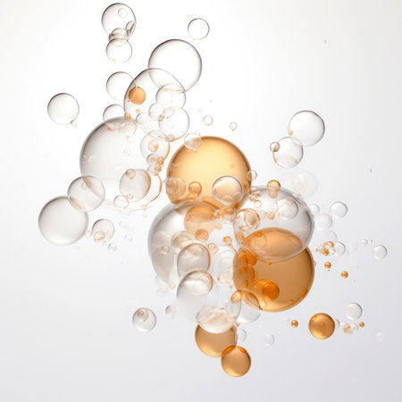 Bubbles in water on a white background. 3d renderingの素材