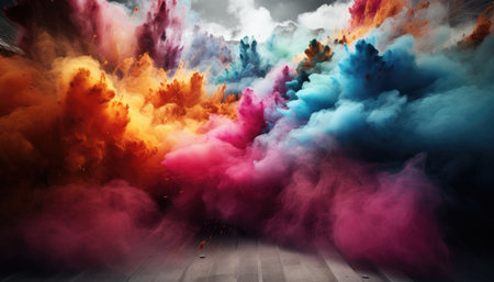 Dramatic colorful smoke background. 3d rendering, 3d illustration.の素材