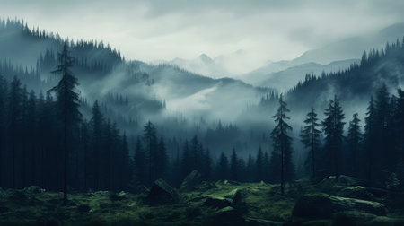 Foggy mountain landscapeの素材