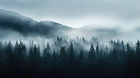 Foggy forest in the mountainsの素材