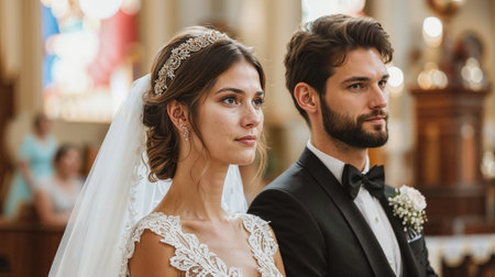 Portrait of a couple on their wedding day.の素材