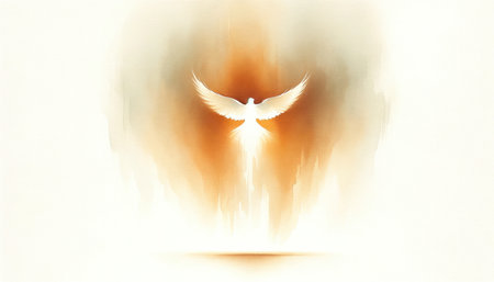 Dove of peace on watercolor background with copy space. Vector illustration.の素材