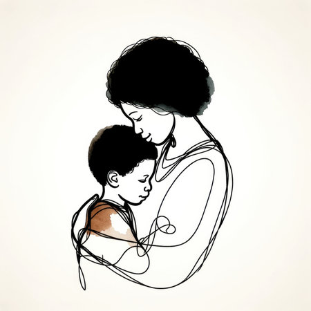 Mother and child. Motherhood concept. Hand drawn vector illustration.の素材