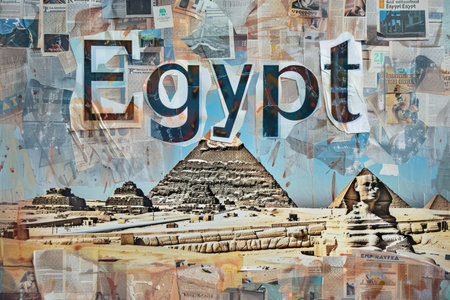 \\"\"Egypt\"\" Mural. The concept of tourism"の素材