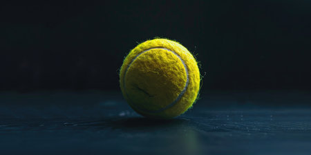 Tennis ball on a dark background.の素材