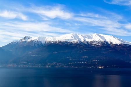 a view of the mountains surrounding Lake Como, Italy   の写真素材