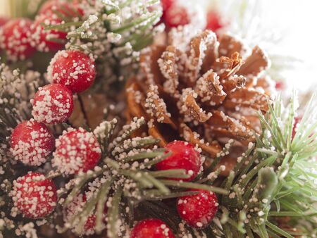 A Christmas inspired still-life showing a detail of a Christmas decorationの写真素材