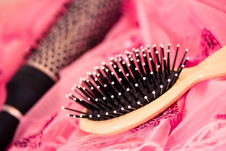 different style of brushes for hair styling, shallow depth of fieldの写真素材