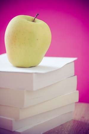 apple and books for schoolの写真素材