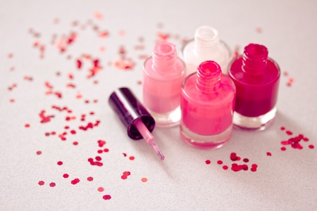 set of different nail polish colorsの写真素材