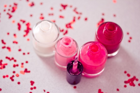 set of different nail polish colorsの写真素材