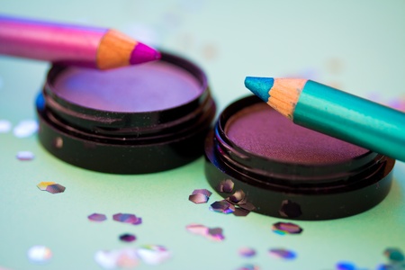 make-up shot of some eyeshadows and eye linersの写真素材