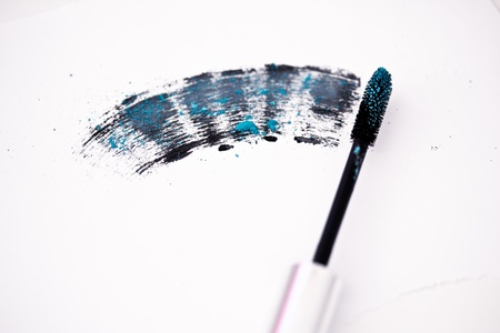 mascara brush and stroke with eyeshadow powderの写真素材