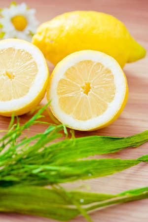 healthy fruit: fresh lemonsの写真素材