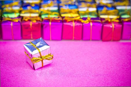 Christmas decorations depicting the concept of choosing presentsの写真素材