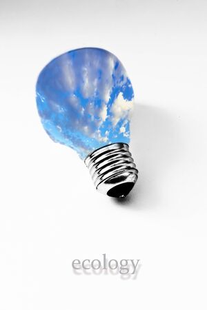 green lightbulb, representing the ecological consciousnessの写真素材