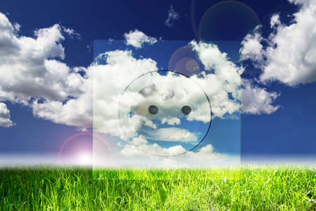 perfect landscape with electric plug overlay