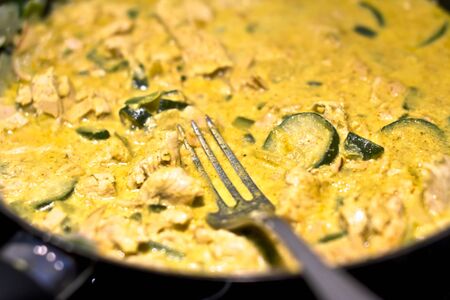 chicken curry and zucchini, healthy mealsの写真素材