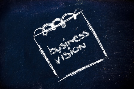 business vision,design of memo or notepad on blackboardの写真素材