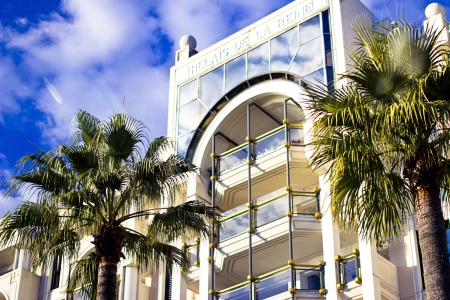 detail shot of Cannes, French Riviera, one of the luxury hotel of the Croisetteのeditorial素材