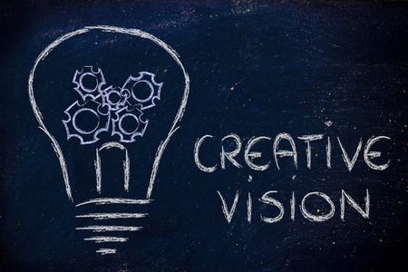 lighbulb with gearwheels, symbol of creative business visionsの写真素材