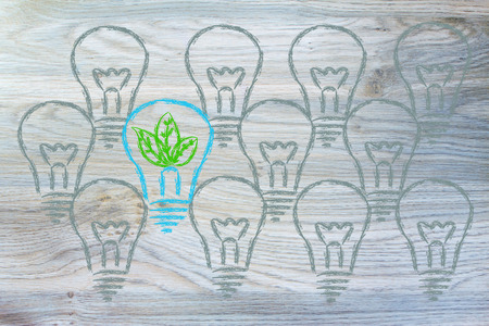 new ideas for green economy, leaves inside lightbulb as metaphorの写真素材