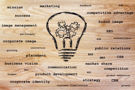 winning idea surrounded by business concepts brainstormingの写真素材