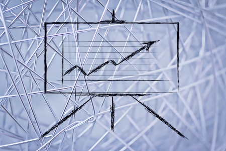 data on graph showing growth on whiteboard designの写真素材
