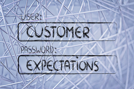 user and password: concept of how a customer represents a set of expectationsの写真素材