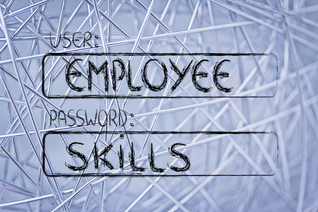 user and password: concept of how an employee needs good skillsの写真素材