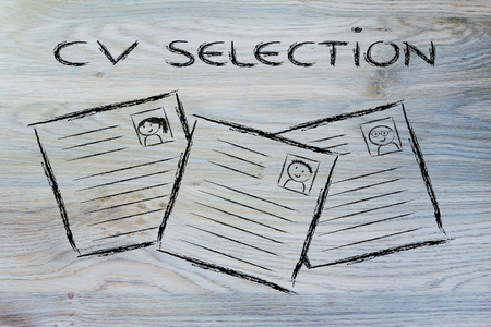 CV selection and the recruitmet process, resumes of different peopleの写真素材