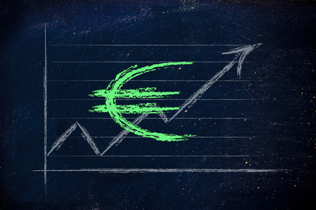 diagram with stock exchange rates and currency symbol: euroの写真素材