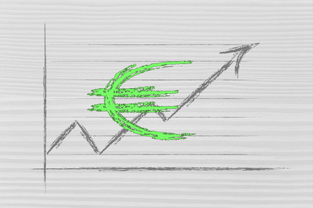 diagram with stock exchange rates and currency symbol: euroの写真素材