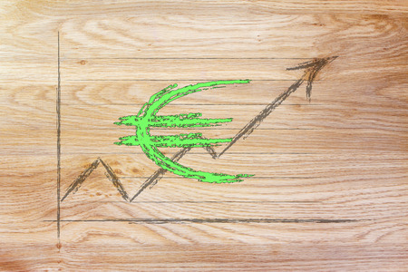 diagram with stock exchange rates and currency symbol: euroの写真素材